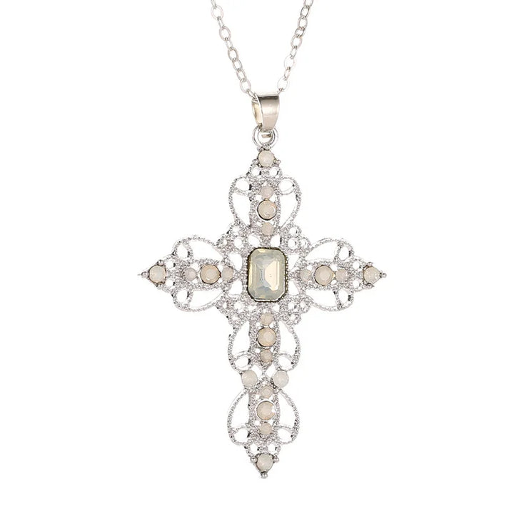 Gothic Large Zircon Cross Pendant Necklace