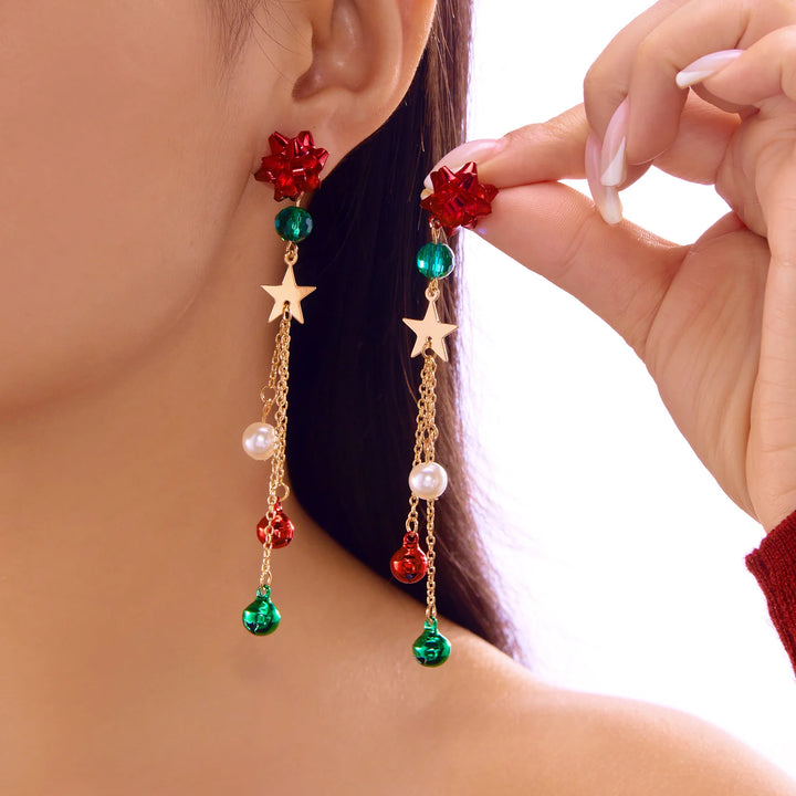 Elegant Crystal Snowflake Pearl Drop Earrings