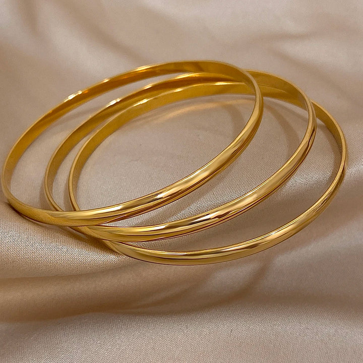 Chic Gold Stainless Steel Bangle Set