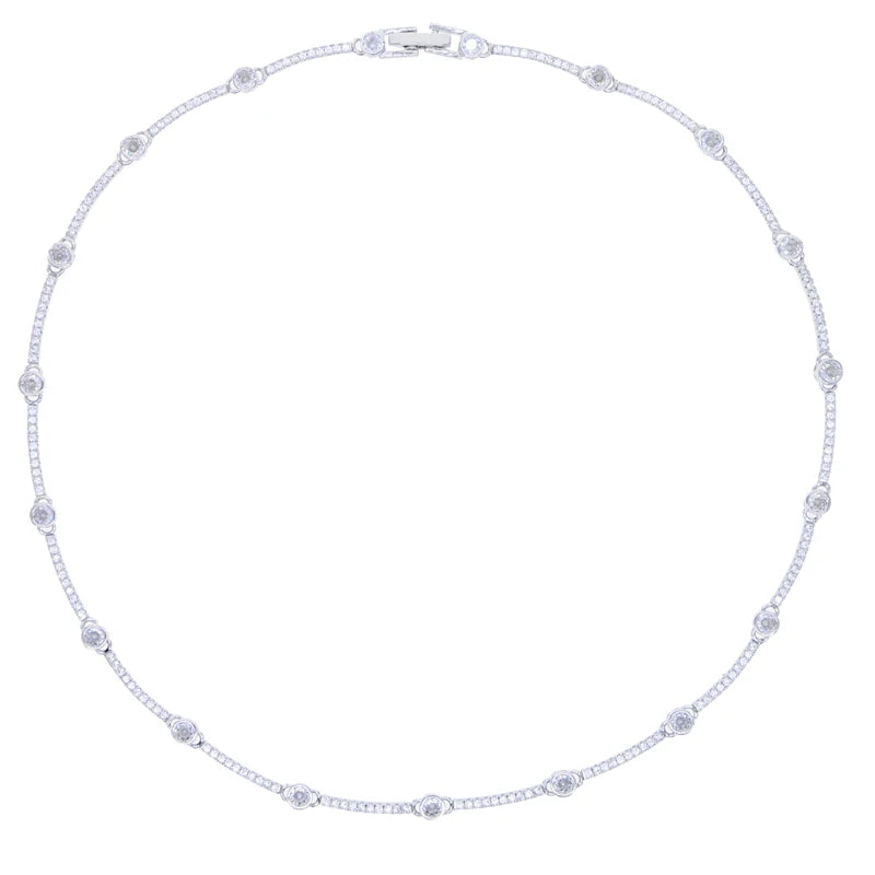 Sophisticated Gold Cubic Zirconia Tennis Choker