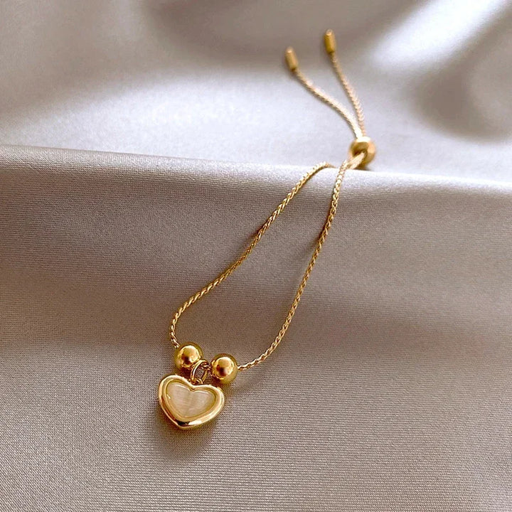 Gold Plated Opal Peach Heart Bracelet