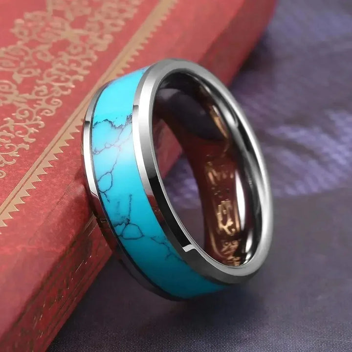 Sophisticated Stainless Steel Turquoise Ring