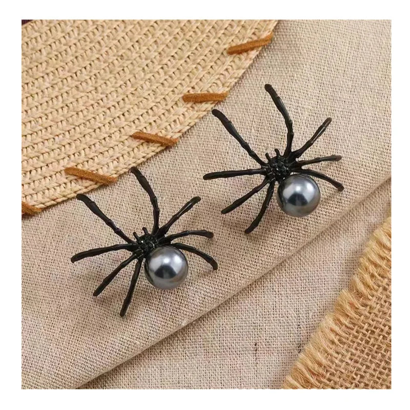 Black Spider Pearl Earrings