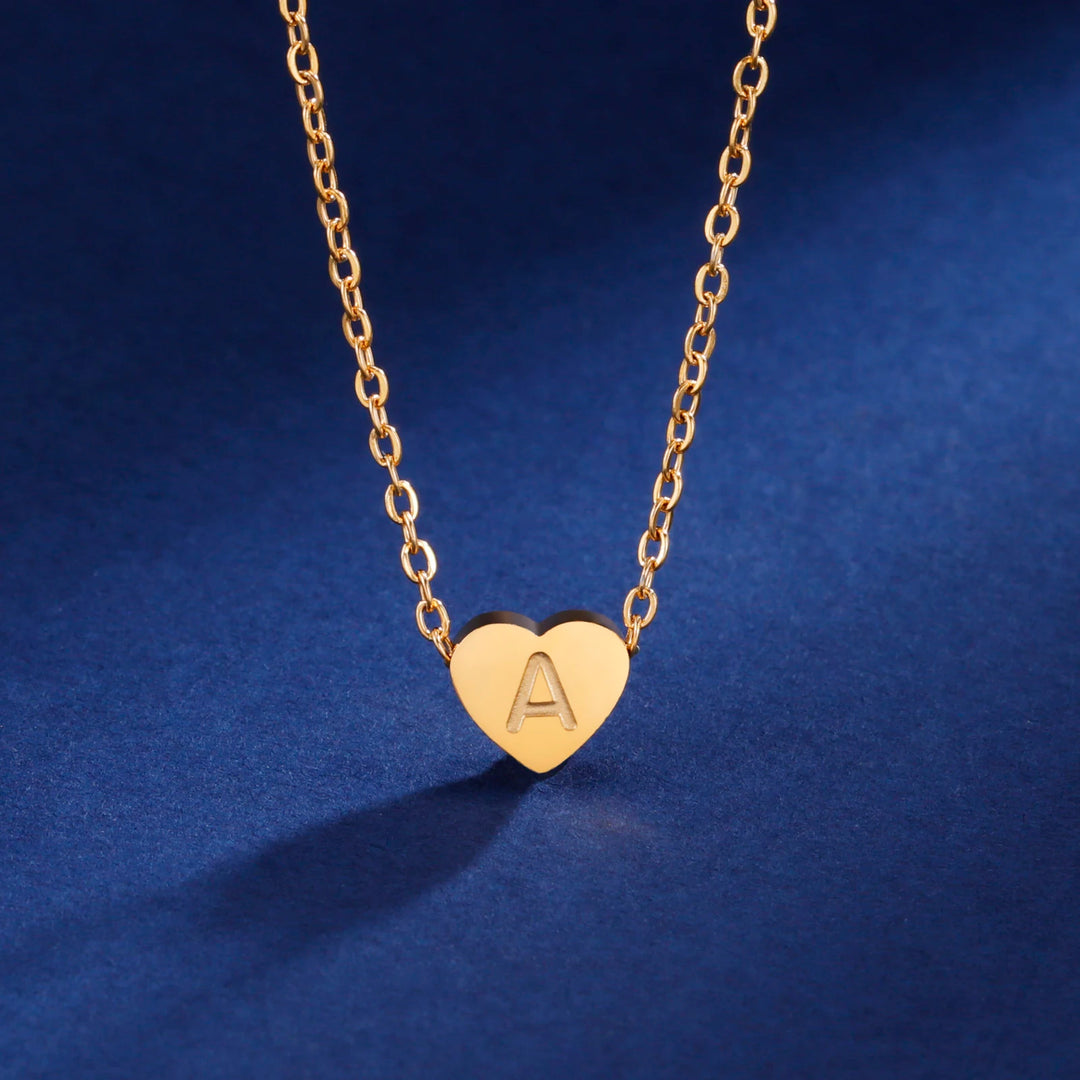 Romantic Heart Initial Choker Necklace