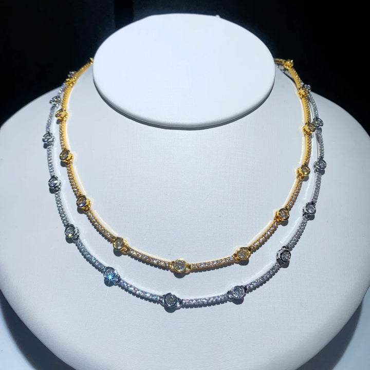 Sophisticated Gold Cubic Zirconia Tennis Choker