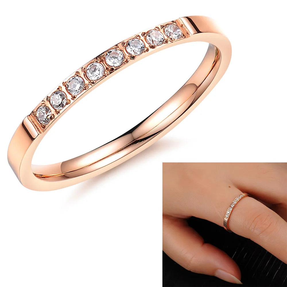 Timeless Rose Gold CZ Inlaid Ring