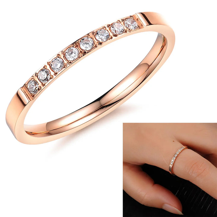 Timeless Rose Gold CZ Inlaid Ring