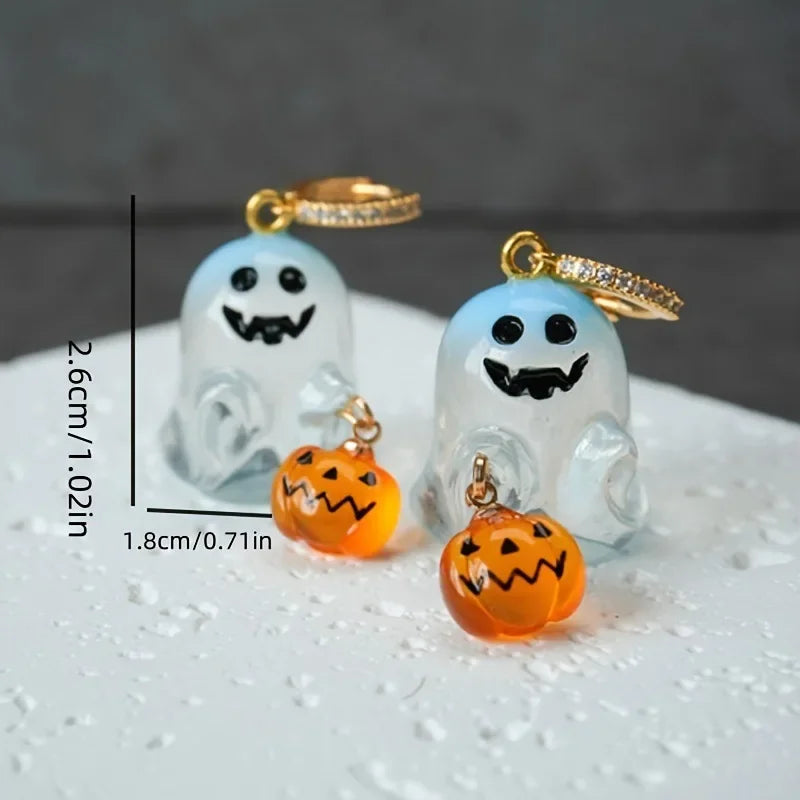 Halloween Ghost and Pumpkin Hoop Earrings