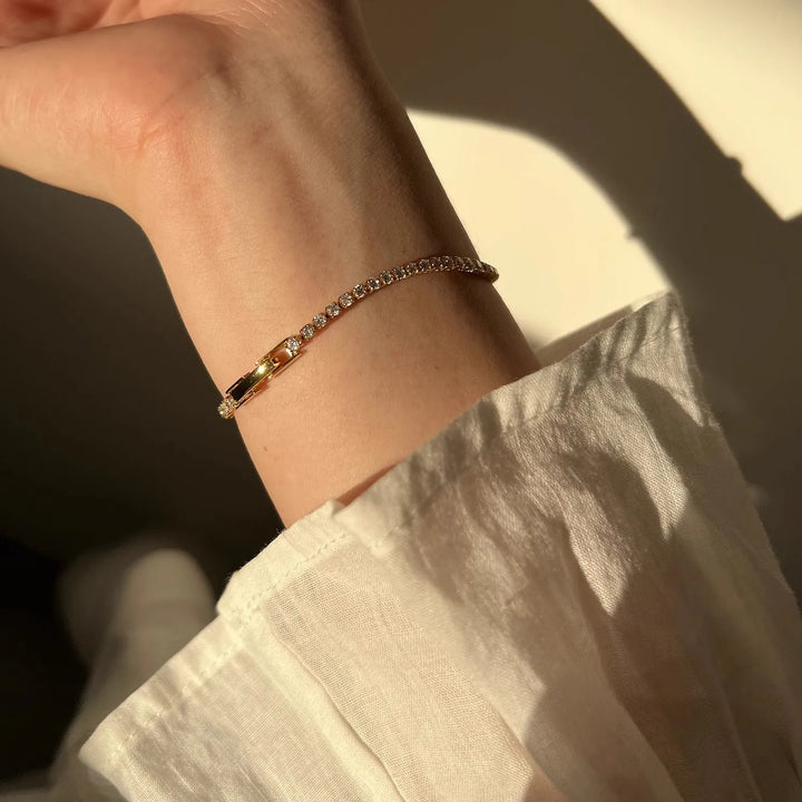 Sophisticated Gold Cubic Zirconia Tennis Bracelet