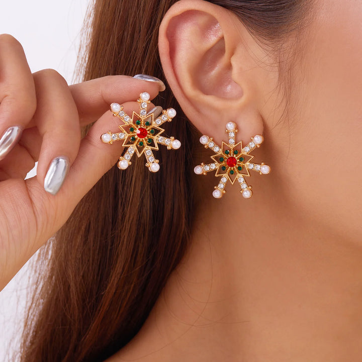 Chic Crystal Snowflake Stud Earrings