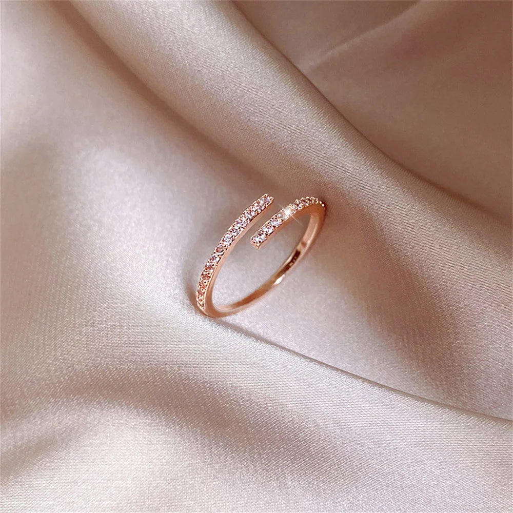 Timeless Rose Gold Open Crystal Ring