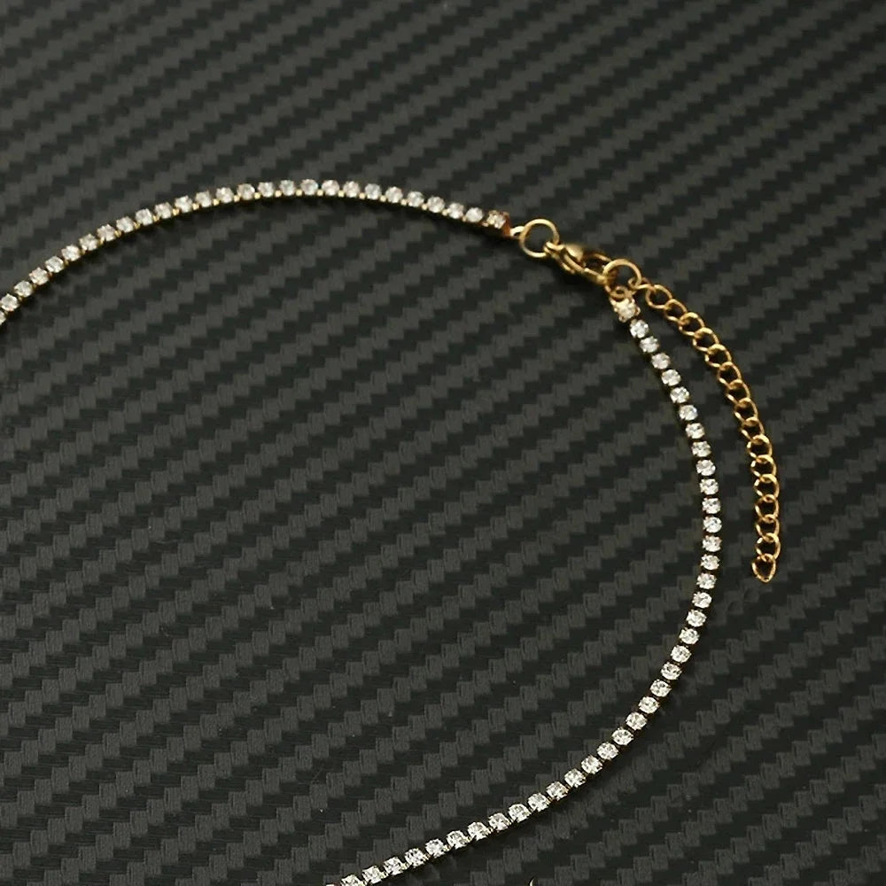 Elegant Gold Stainless Steel Tennis Necklace