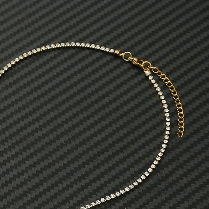 Elegant Gold Stainless Steel Tennis Necklace