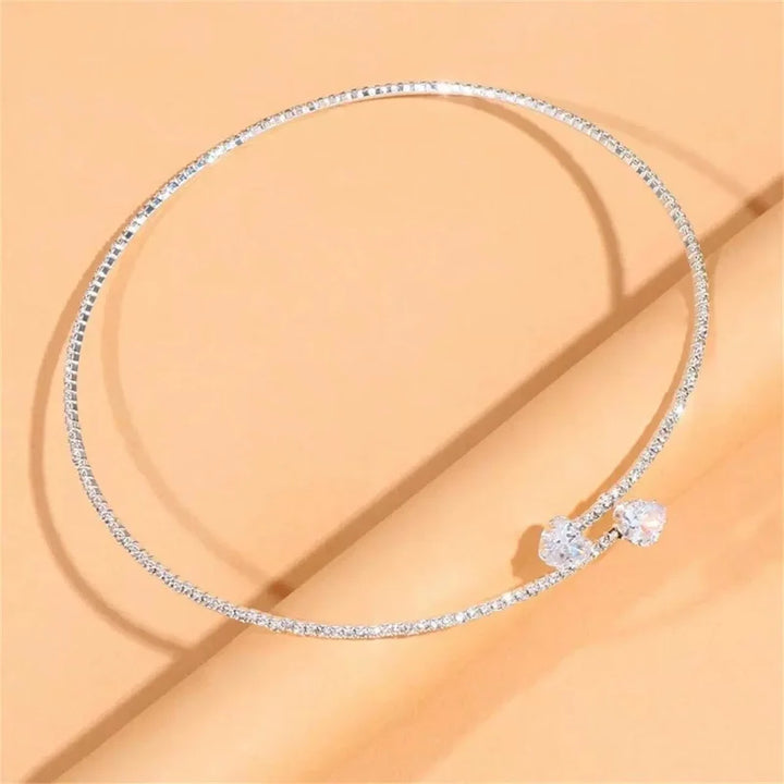 Crystal Heart Choker Necklace