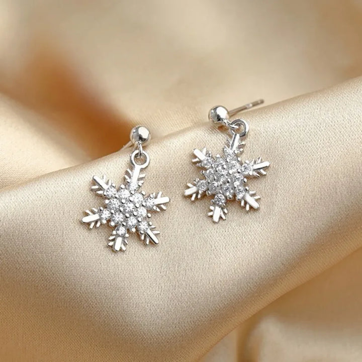 Chic Red Bow Snowflake Drop Earrings