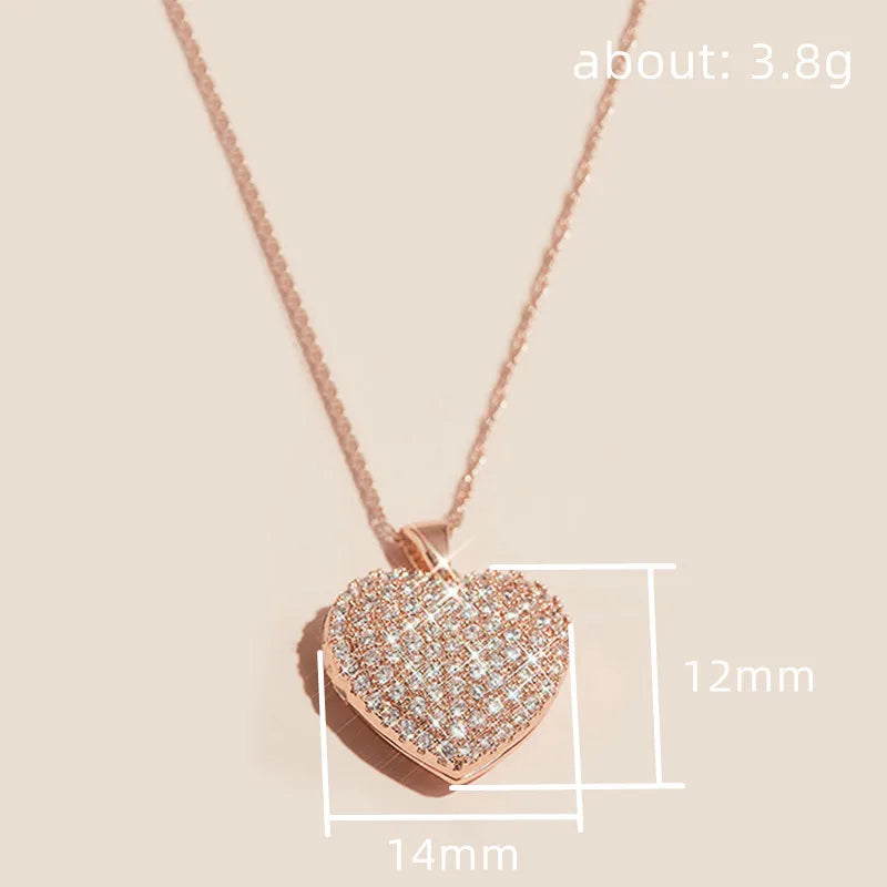 Timeless Rose Gold Paved Heart Necklace