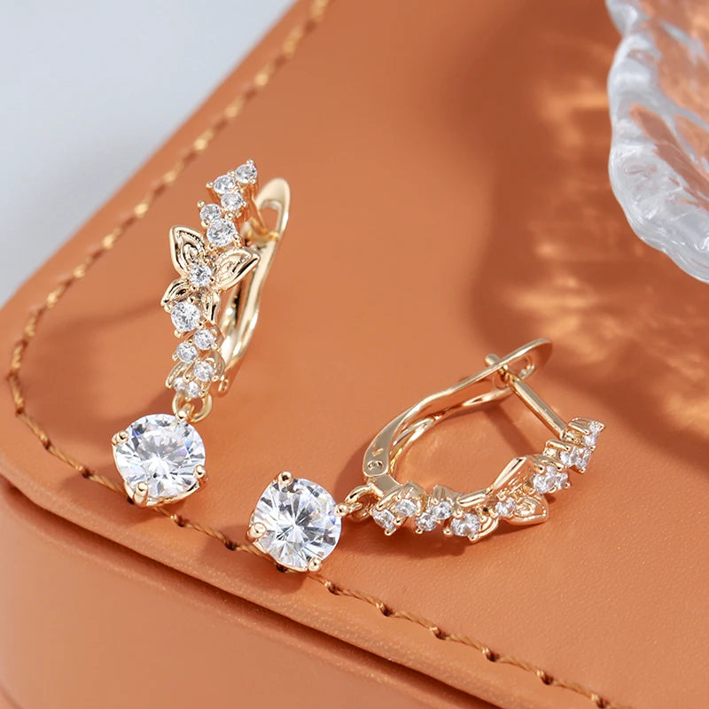 Chic Rose Gold Butterfly Dangle Earrings