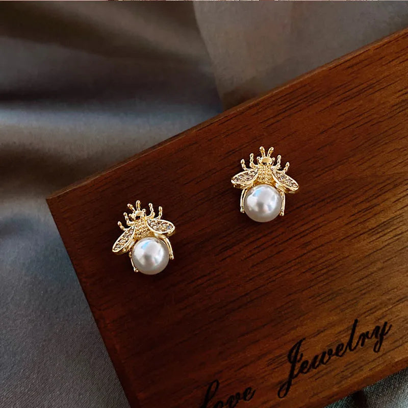 Chic Sterling Silver Bee Stud Earrings