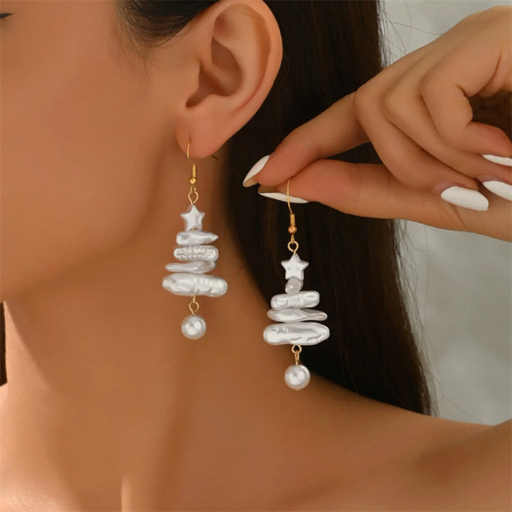 Vintage Baroque Pearl Christmas Drop Earrings