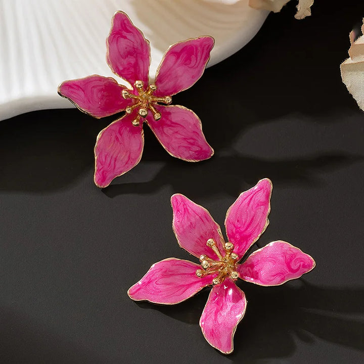 Bold Summer Enamel Flower Stud Earrings