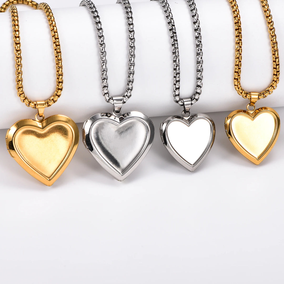 Vintage Stainless Steel Heart Photo Locket