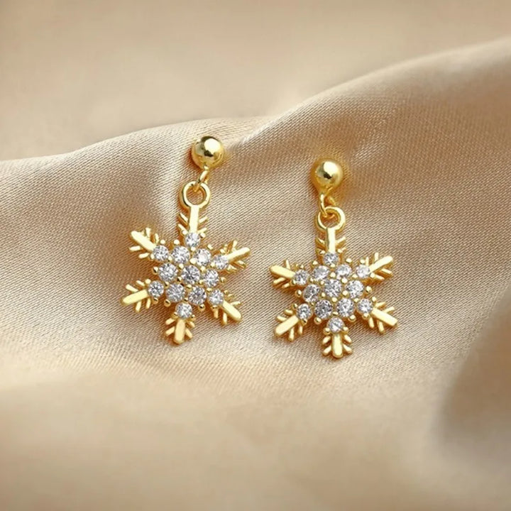 Chic Red Bow Snowflake Drop Earrings