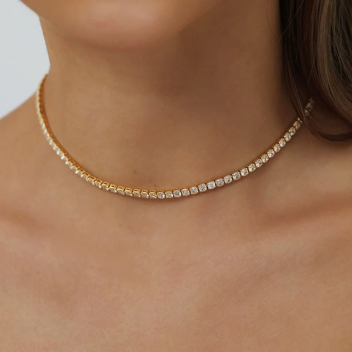 Exclusive Gold Moissanite Tennis Necklace