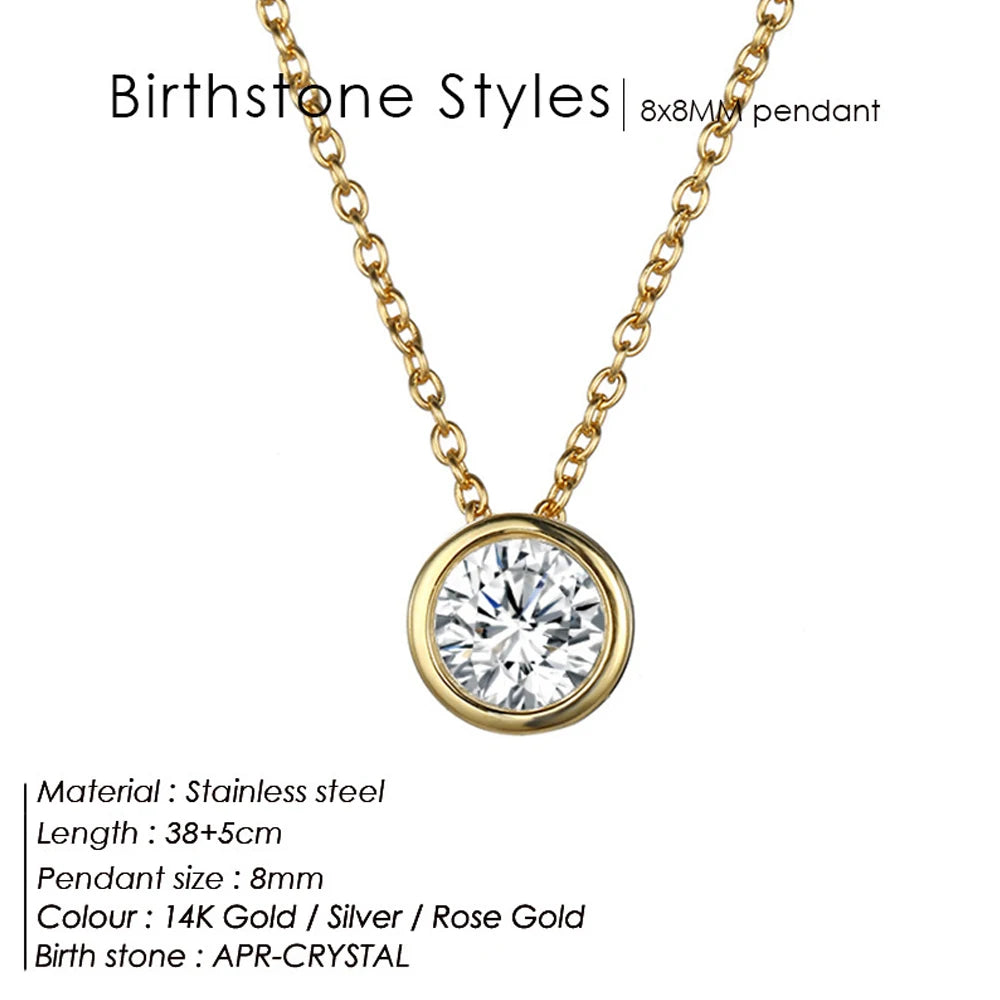 Exclusive Colorful Birthstone Stainless Steel Necklace