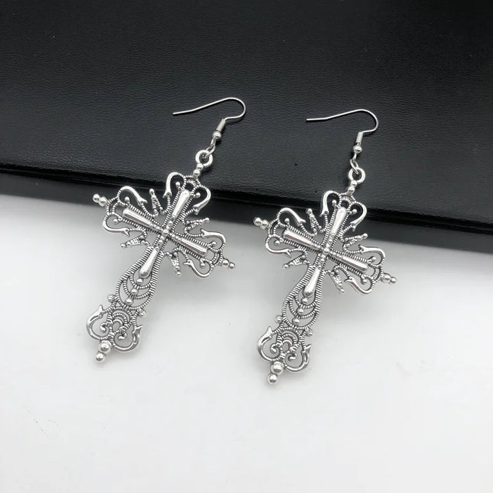 Gothic Cross Dangle Earrings