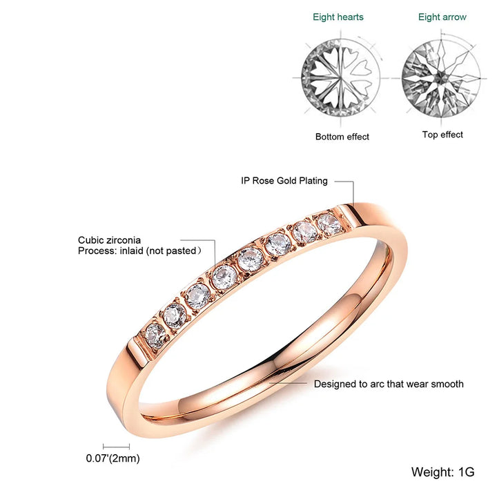 Timeless Rose Gold CZ Inlaid Ring