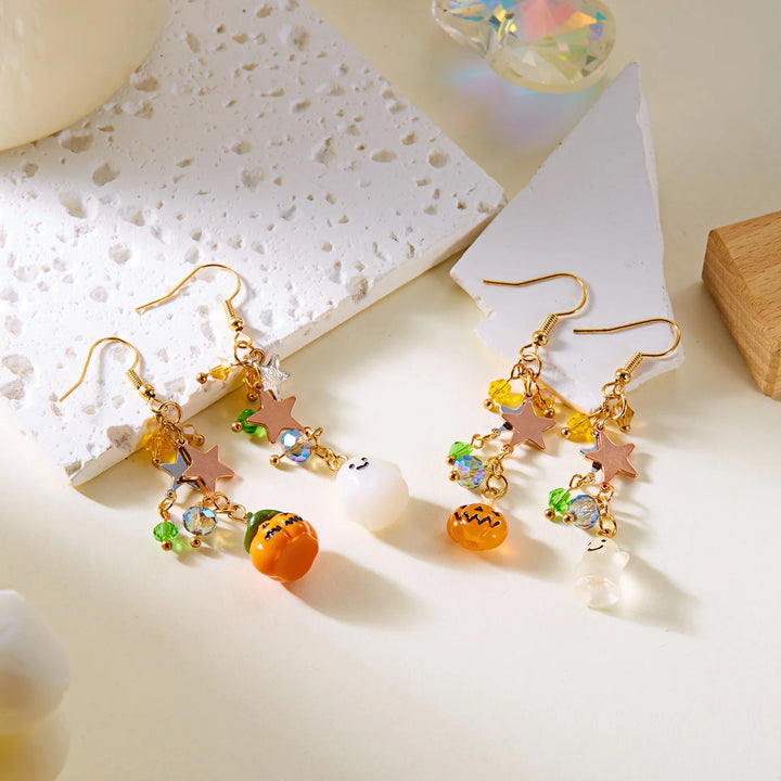 Halloween Pumpkin & Ghost Dangle Earrings