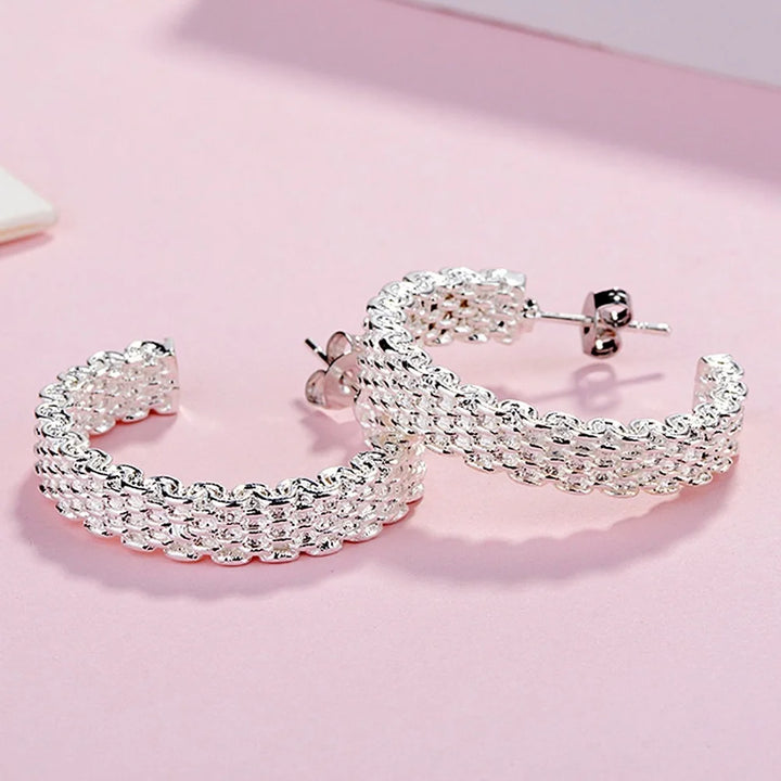 Elegant Sterling Silver Christmas Charm Earrings