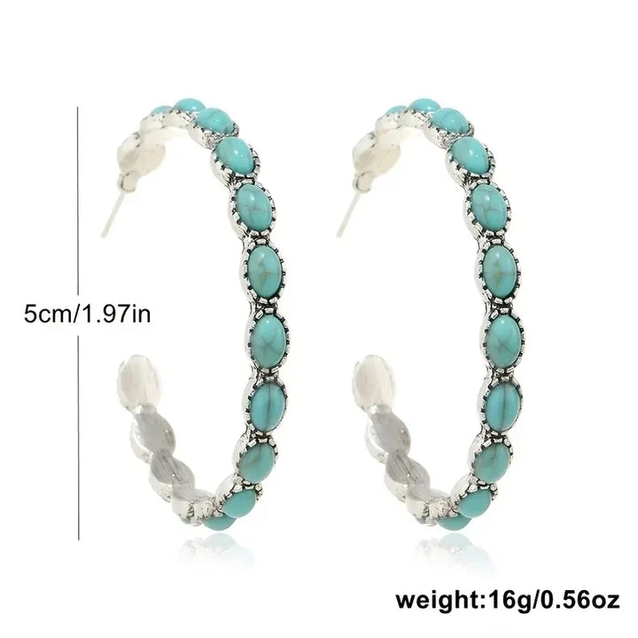 Vintage Bohemian Turquoise Circle Earrings