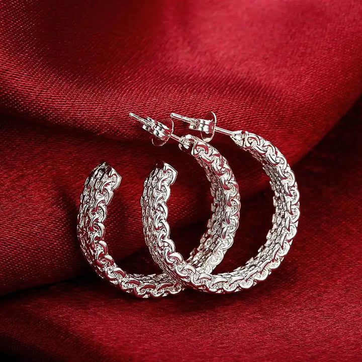Elegant Sterling Silver Christmas Charm Earrings