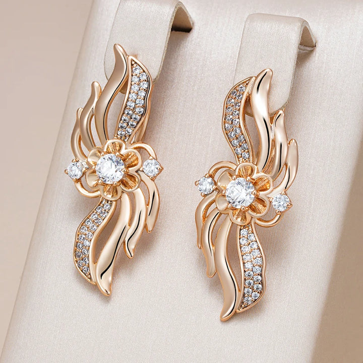 Exclusive Rose Gold Hollow Flower Earrings