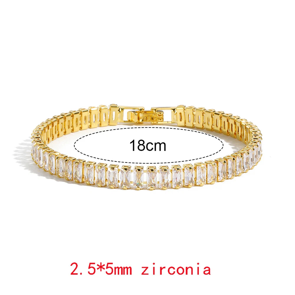 Sophisticated Gold Cubic Zirconia Tennis Bracelet