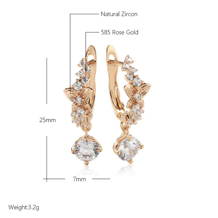 Chic Rose Gold Butterfly Dangle Earrings
