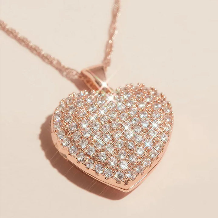 Timeless Rose Gold Paved Heart Necklace