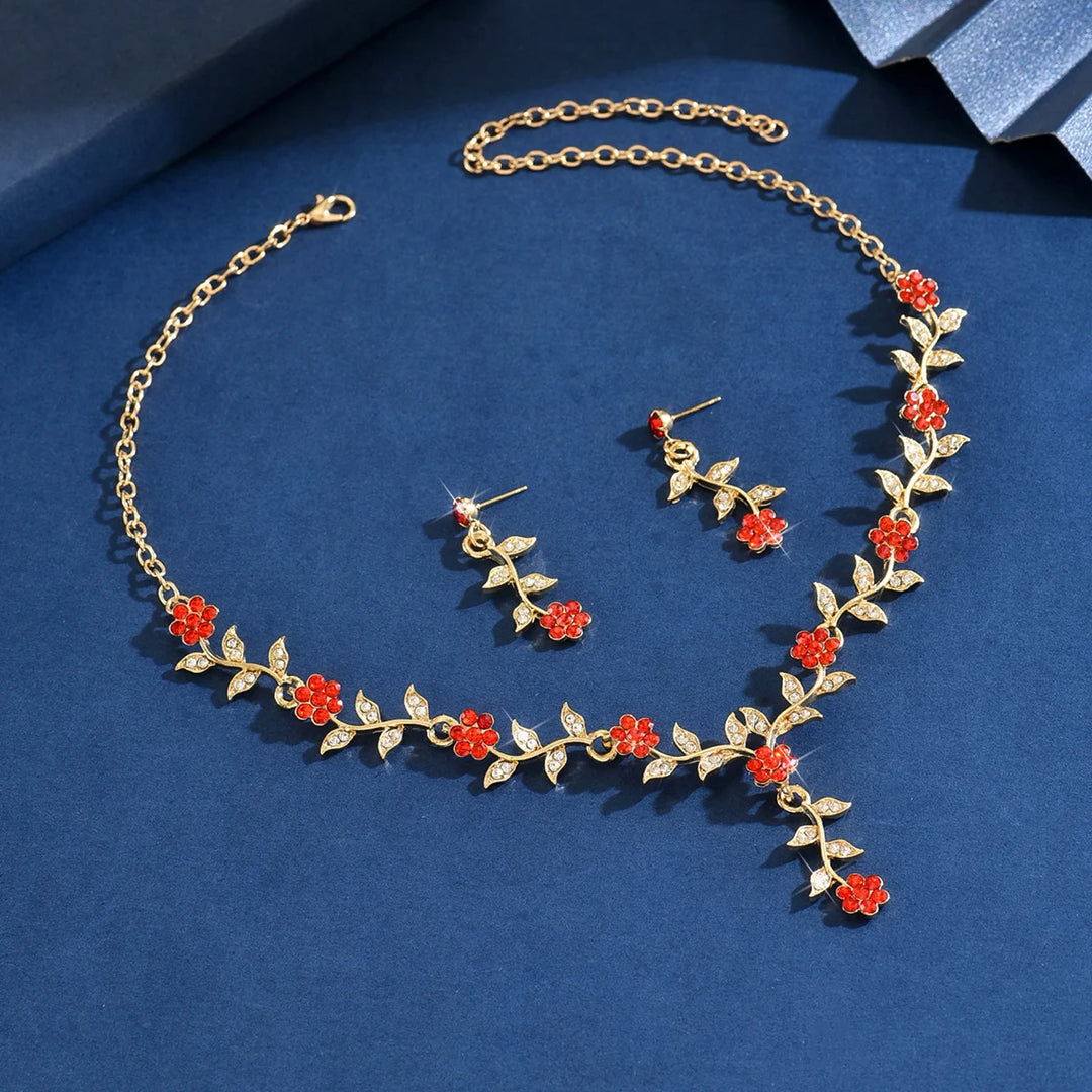 Fashion Flower Necklace & Earring Set