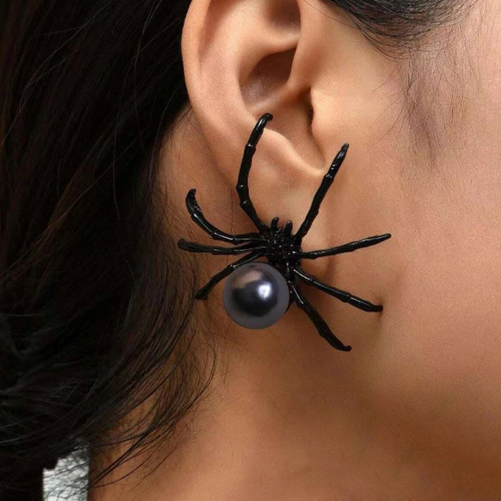 Black Spider Pearl Earrings