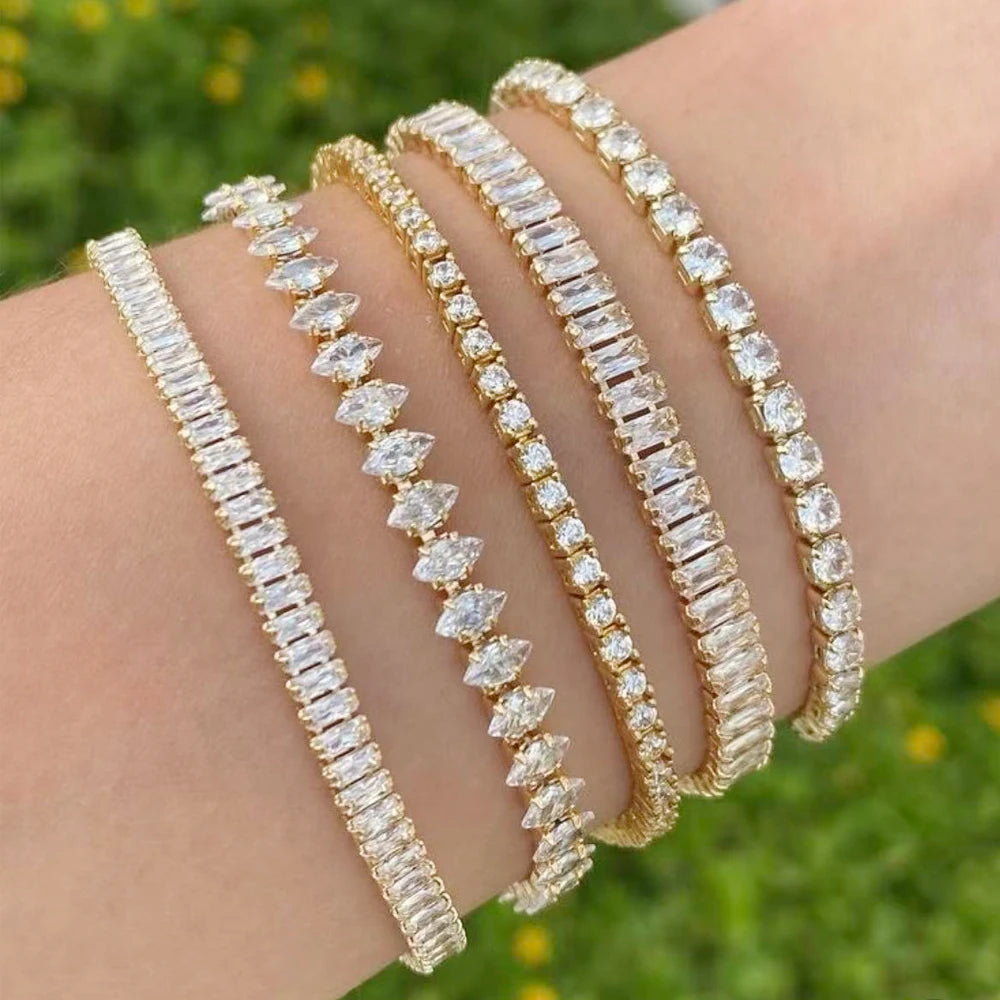 Sophisticated Gold Cubic Zirconia Tennis Bracelet