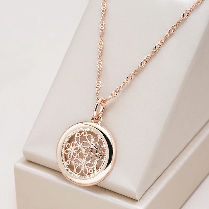 Sophisticated Rose Gold Boho Flower Necklace