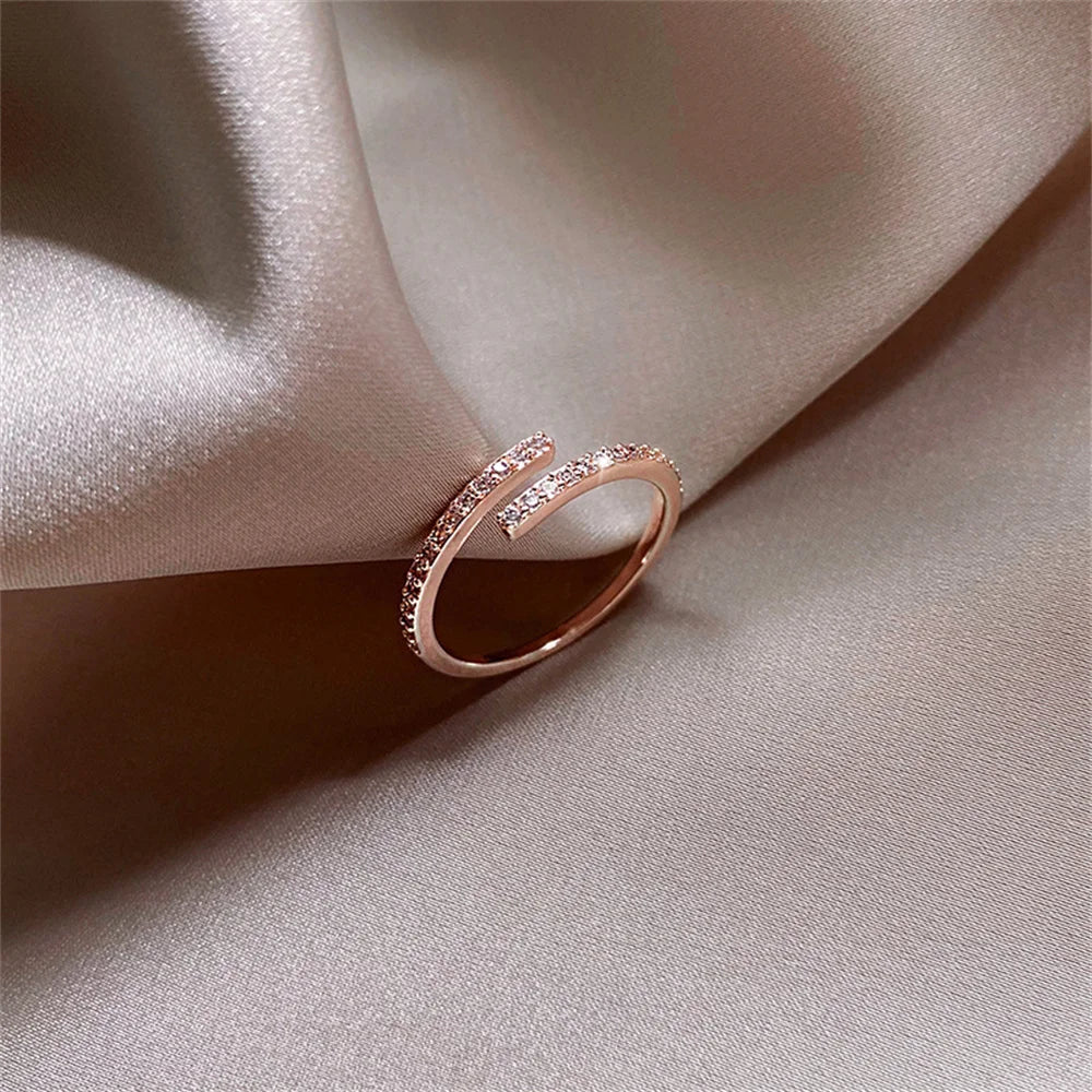 Timeless Rose Gold Open Crystal Ring