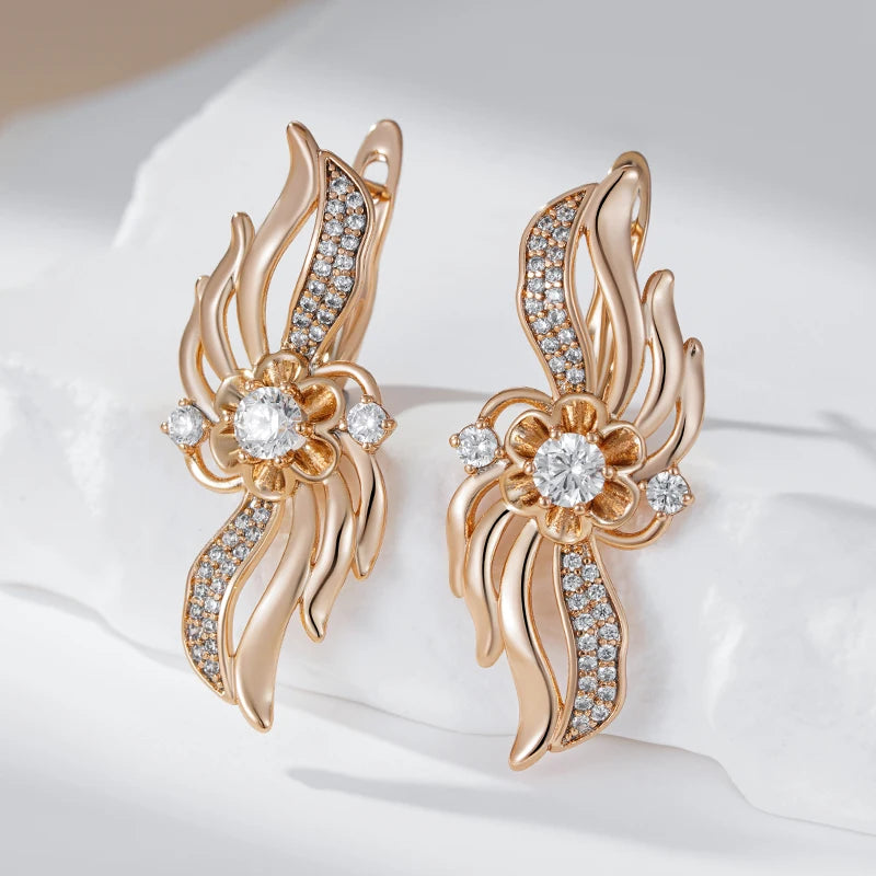 Exclusive Rose Gold Hollow Flower Earrings