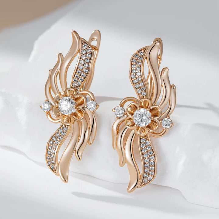 Exclusive Rose Gold Hollow Flower Earrings