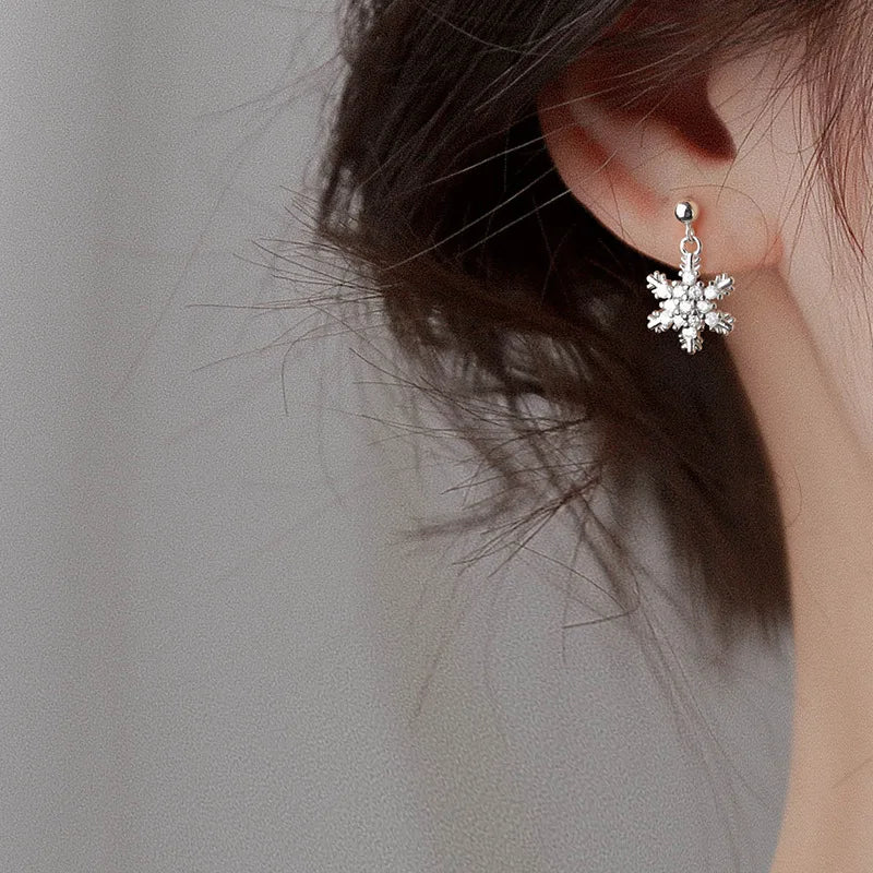 Chic Red Bow Snowflake Drop Earrings
