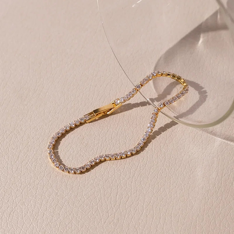 Sophisticated Gold Cubic Zirconia Tennis Bracelet