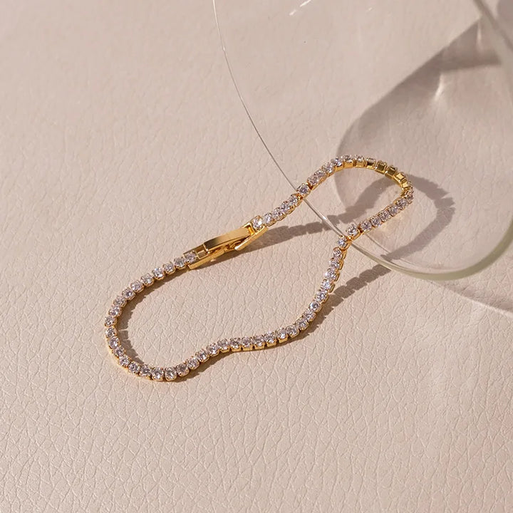 Sophisticated Gold Cubic Zirconia Tennis Bracelet