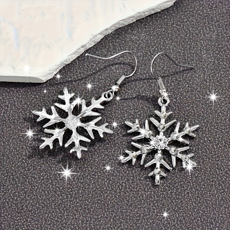 Elegant Rhinestone Snowflake Drop Earrings