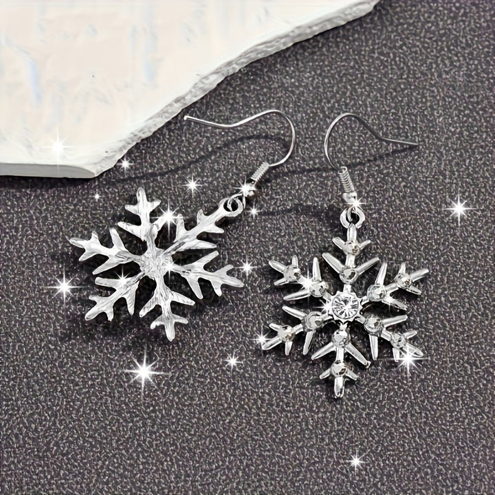 Elegant Rhinestone Snowflake Drop Earrings